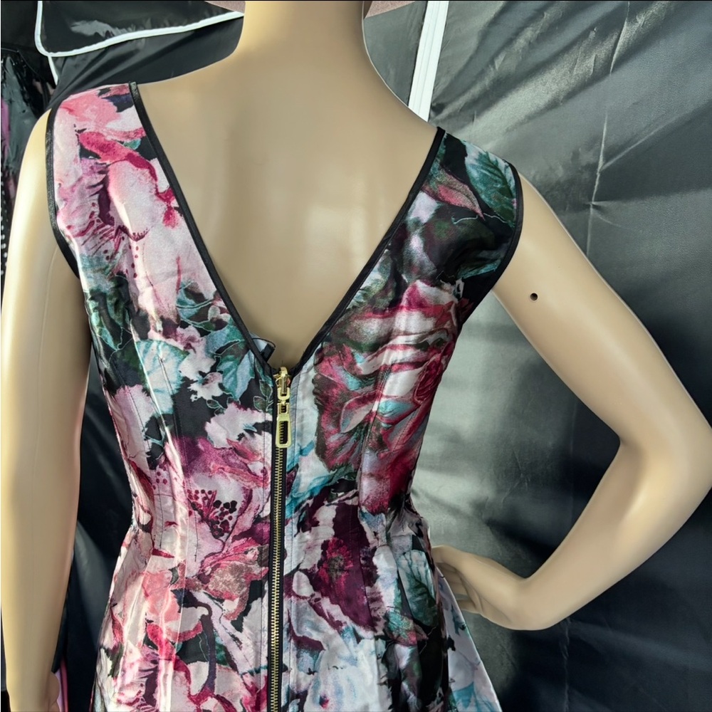Laundry By Shelli Segal Pink and Black Floral Midi Dress - Picture 6 of 16